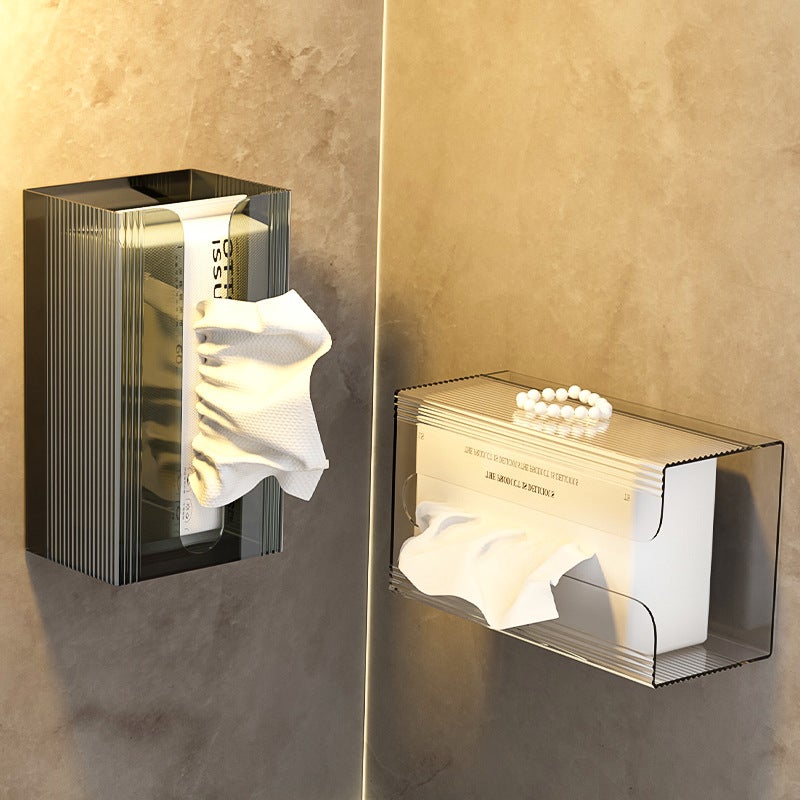 Bathroom Tissue Box Wall-Mounted Face Tissue Wash Towel Storage Box Bathroom Kitchen Inverted Paper Box For Hair - Image 2